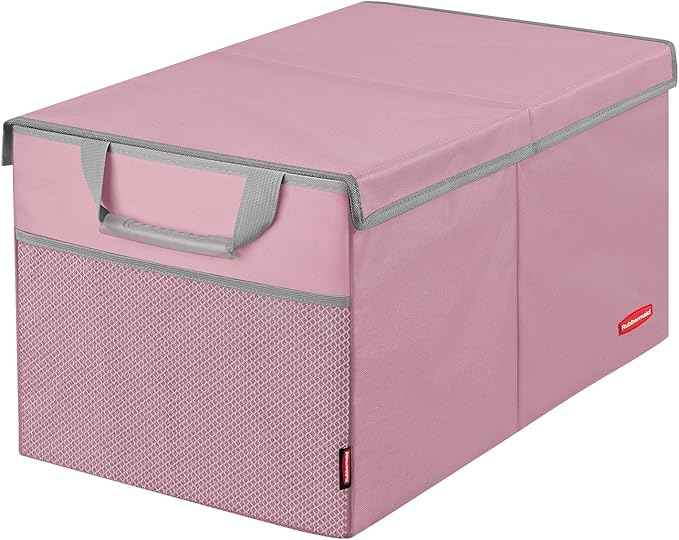 Rubbermaid Car Organizer, Collapsible Trunk Organizer, Multi-Compartment Car Storage Organization for Car Accessories, 2 Compartments With Cover, 21.65"*14.17"*12.2" - Pink
