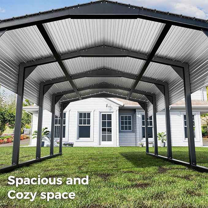12×20 FT Heavy Duty Carport, 2100 lbs Snow Load & Leak-Resistant Roof, Galvanized Steel Frame Carports, Easy Assembly Portable Car Garage for Trucks, Boats, Tractors, Black