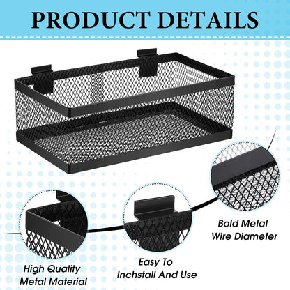 Coume 4 Pcs Black Slatwall Baskets 4 Size Metal Mesh Wire Basket for Slatwall Panels Ventilated Wall Mounted Hanging Accessories for Home Garage Retail Store Display Organizing (Big Size)