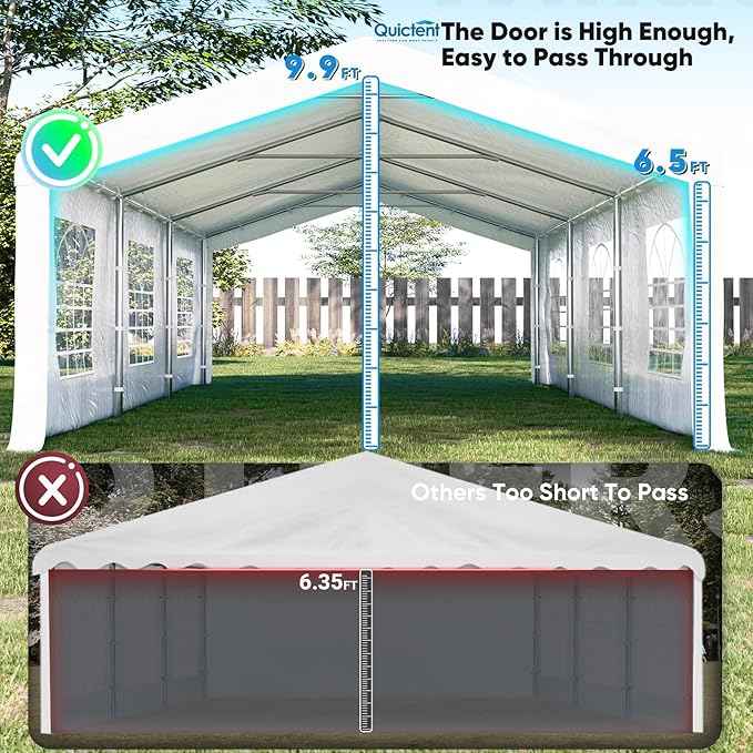 Quictent Party Tent Heavy Duty Outdoor Canopy Tent Wedding Event Shelter BBQ Wedding Tents for Parties with Storage Bags (20'x20')