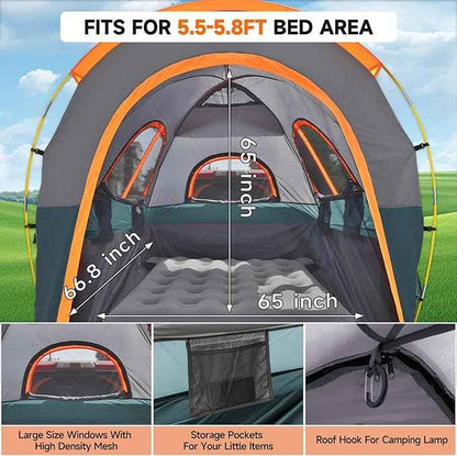 Umbrauto Truck Bed Tent with Awning: 5.5-5.8FT PU3000mm Waterproof Tailgate Pickup Truck Tents, Easy Set-up for 2 Person, Fits Full Size Short Bed, Chevy, Dodge, Ford, GMC, Green