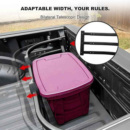 Truck Bed Extender, Bilateral Retractable Tailgate Extender, Aluminum Adjustable Size 52"-62.6"L x 23"-26.7"W x 18"H, Fits Chevy Silverado & GMC Sierra, Ford F-Series, Dodge Ram, Tundra, Nissan Titan