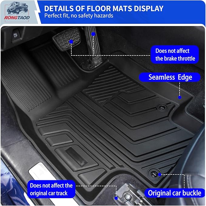 Rongtaod Floor Mat Compatible with 2020-2025 2026 Toyota Highlander Trunk Mat Cargo Mat Cargo Liner Back Seat Cover Floor Liner 2024 Highlander Accessories (Trunk Mat with Backrest Mat+Floor Mats)