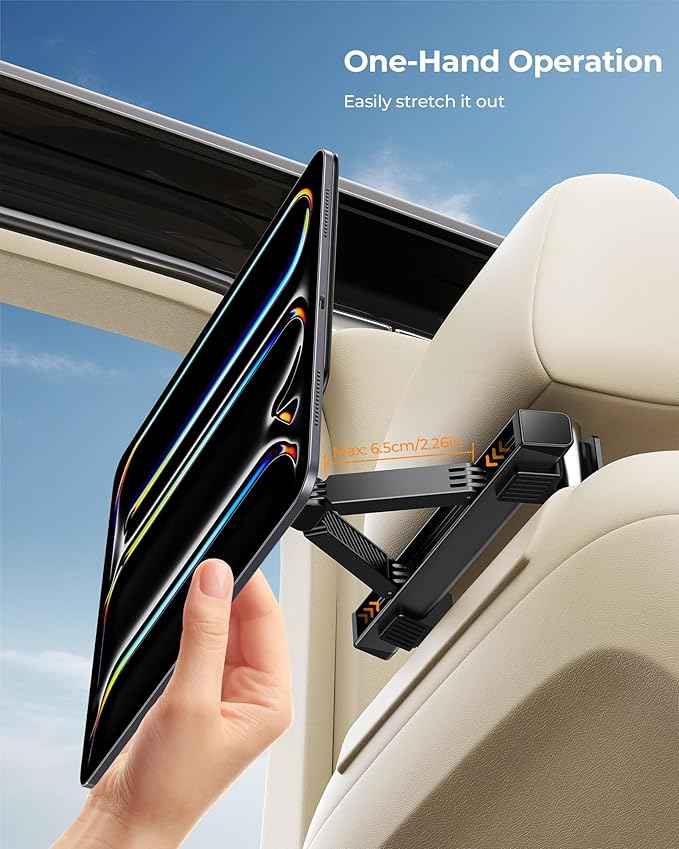 KU XIU Magnetic iPad Holder for Car Headrest,Backseat Tablet Car Mount for for iPad Pro 12.9, iPad Air 13 M2/M3, Road Trip Essentials for Kids, Tablet Car Holder for iPad Pro 12.9 3rd/4th/5th/6th