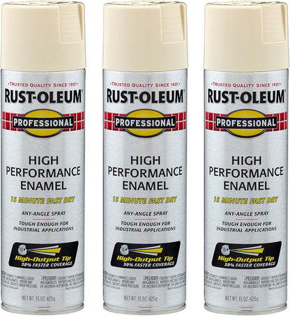 Rust-Oleum 7570838-3PK Professional High Performance Enamel Spray Paint, 15 Oz, Gloss Almond, 3 Pack