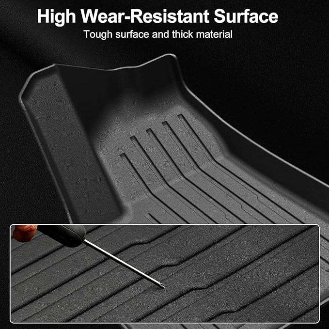 Floor Mats for 2025 2026 Tesla Model Y Juniper, 8PCS All Weather Full Set Cargo Liners Accessories, 3D TPE Odorless Floor Mat Trunk Frunk Rear Well Mats Custom for 5-Seater(Not Fit 7Seat)