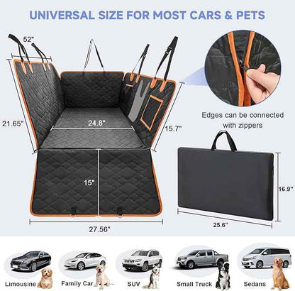 Dog Car Seat Cover for Back Seat - Back Seat Extender for Dogs with Hard Bottom Holds 400 lbs, Waterproof Car Seat Protector for Dogs with Mesh Window, Dog Hammock for Car, SUV, Truck