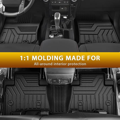 Powerty Floor Mat & Cargo Liner for Toyota 4Runner 2010-2024, All Weather TPE Custom Floor Liner Replacement,1st & 2nd Row Full Set Car Liners, Black (Fit 7 Seats)