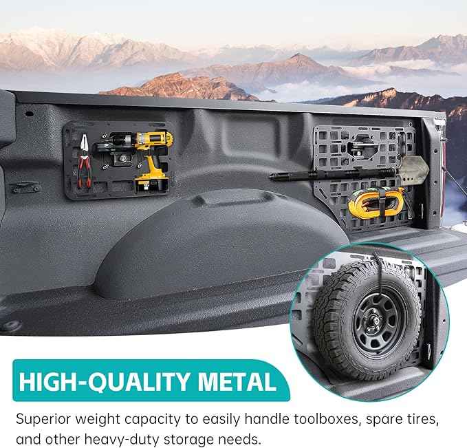 Side Truck Bed Molle Panel Rack System Compatible with 2015-2023 Ford F150 Accessories 5.5FT Cargo Storage Organizer Tools Rack Fit for 2015-2023 F-150 Accessories