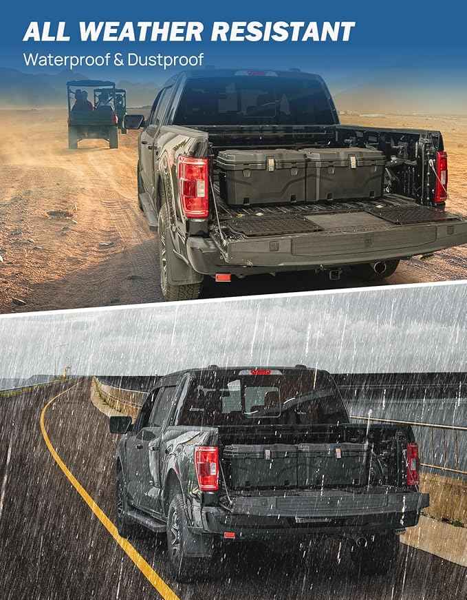 JOYTUTUS Lockable 160 Quart Truck Bed Tool Box, Waterproof Storage Box Truck Bed Cargo Case, Full & Mid Size Pickup Tool Box Toolbox Storage System