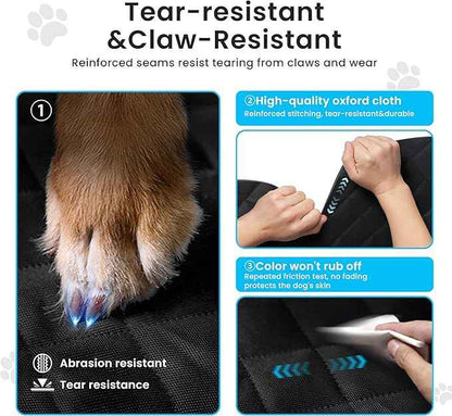 Dog Car Seat Cover for Back Seat, Hard Bottom Back Seat Extender for Dogs with Door Protector, Anti Scratch, Waterproof & Non-Slip Dog Backseat Cover for Small Mid Cars, SUVs & Trucks, Holds 450Lbs