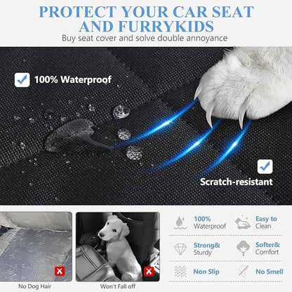 2025 Upgraded Back Seat Extender for Dogs with Soft Blanket, Dog Car Seat Cover for Back Seat Holds 420lbs, Hard Bottom Backseat Cover for Dogs, Waterproof Dog Hammock for Car, SUV, Truck, Black