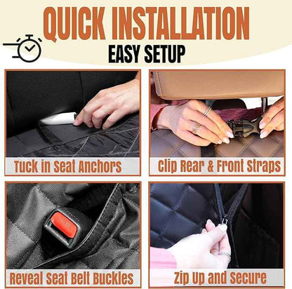 Back Seat Extender for Dogs, Hard Bottom Car Seat Cover for Dogs. Hammock Style, Large Space, Holds 420lbs, Sturdy, Waterproof for Car, SUV, Truck (Black)