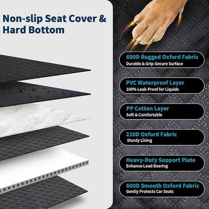 Tough Dog Car Seat Cover for Back Seat with Seatback Top Protection, Waterproof Hard Bottom Back Seat Extender for Dogs, Scratch Resistant Heavy Duty Dog Hammock for Truck Large SUV