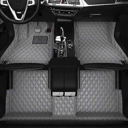 Customized Personalized car Floor MATS Luxury Full-Body car Floor mats are Suitable for 99% of Vehicle Models (Pickup Trucks/SUVs/sedans) and Offer Personalized Text Customization (Gray Beige)