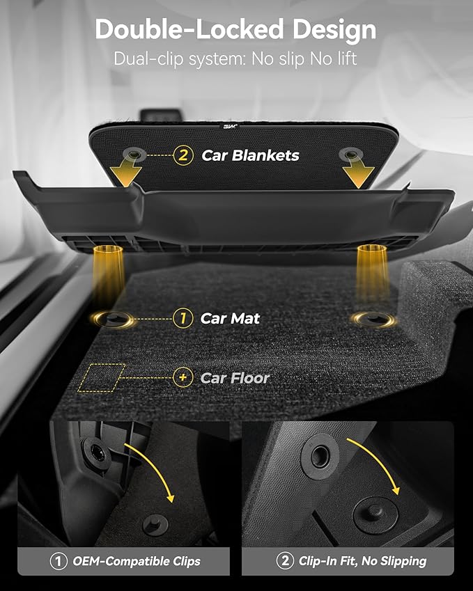 3W Tesla Model Y Juniper Floor Mats with Carpets, Mental Pedal, Double Layer, All Weather TPE Waterproof Custom Fit Automotive Car Floor Liners, Black