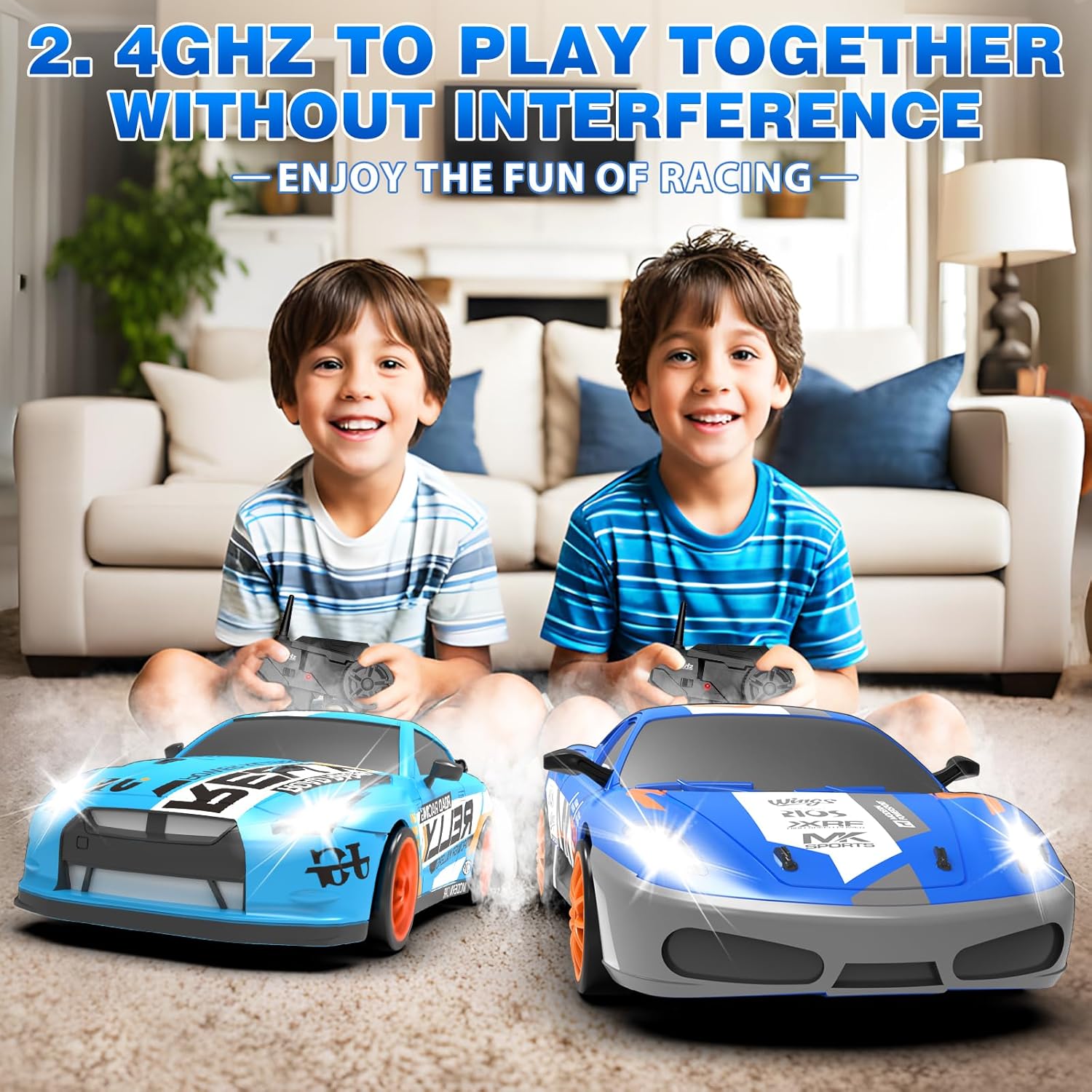 RC Drift Car 2.4GHz 1:24 Scale 4WD Remote Control Car 15KM/H High Speed Drifting RC Cars with Cool Lights, Two Batteries and Extra Tires Toys for Kids Boys Girls Adults, Blue - AutoBay