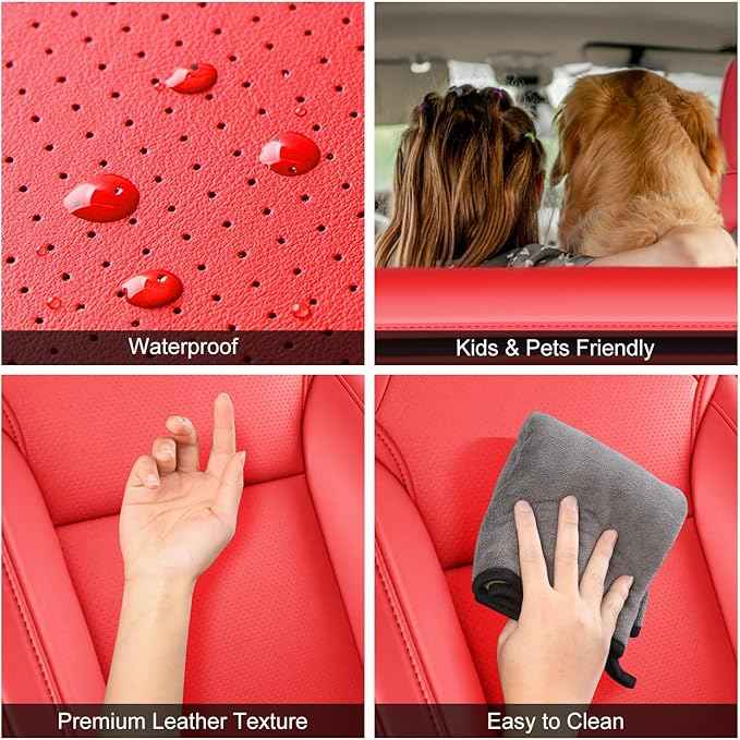 2024-2025 Tesla Model 3 Highland Upgraded Car Seat Covers Nappa Leather Car Interior Airbag Compatible Cushion Cover Full Set Custom Fit Model 3, Nappa Bright Red