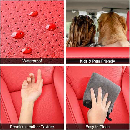 2024-2025 Tesla Model 3 Highland Upgraded Car Seat Covers Nappa Leather Car Interior Airbag Compatible Cushion Cover Full Set Custom Fit Model 3, Nappa Bright Red