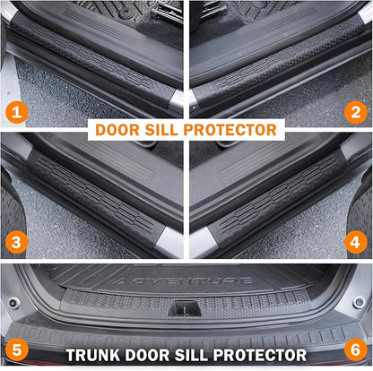 KUST Floor Mats for 2025-2026 Chevy Equinox/GMC Terrain Accessories (Gas Only), All Weather Car Mats with Backrest Mat & Cargo Trunk Liner & Door Sill Protector, TPE Rubber, Raised Edge, Full Set