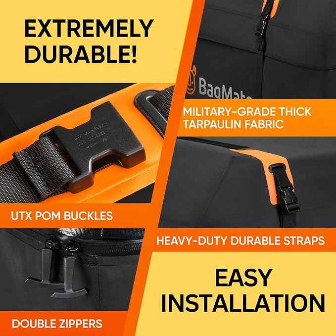 Car Roof Bag - Car Rooftop Cargo Carrier Bag – 19 Cubic Ft Waterproof Roof Rack Cargo Carrier, Includes Anti-Slip Mat, 4 Door Hooks, Reinforced Zipper/Buckle, with or Without Rack