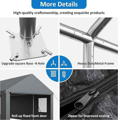 Polar Aurora 13x25 FT Heavy Duty Carport with All-Season Tarp, Portable Garage Tent with Roll-Up Windows & Side-Opening Door, Enclosed Car Port Canopy with Galvanized Frame for Car, SUV, Truck, Boat