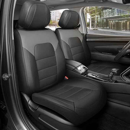 Classic Edition Faux Leather Seat Covers for Cars, Trucks, & SUV – 2 Charcoal & Black Car Seat Covers for Front Seats - Universal Fit Car Accessories Interior Protector for Most Vehicles