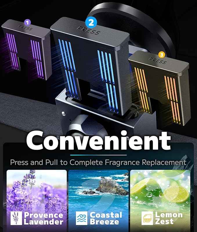 2-in-1 Magnetic Car Phone Holder & Aromatherapy Diffuser for Tesla Model Y Juniper 2025-2026 / Model 3 Highland 2024-2025 & 6-Seater YL, Screen Mount Air Freshener, Black(Ocean x3)