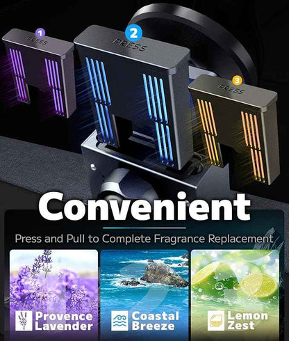 2-in-1 Magnetic Car Phone Holder & Aromatherapy Diffuser for Tesla Model Y Juniper 2025-2026 / Model 3 Highland 2024-2025 & 6-Seater YL, Screen Mount Air Freshener, Black(Ocean x3)