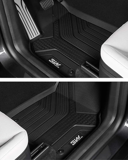 3W Floor Mats Fit for Tesla New Model Y 2025 2026 Juniper, TPE All Weather Custom Fit Floor Liner for Juniper Model Y Accessories 1st and 2nd Row Car Mats Easy Clean, Black