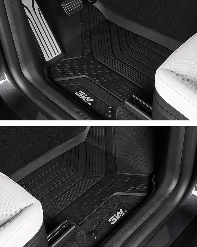 3W Tesla New Model Y Juniper Floor Mats and Cargo Liners, TPE Full Set Floor Liner for New Model Y 2025 2026, Cargo Mats and Seat Back Cover Protector, VigorMold, Car Mats for Tesla Accseeories, Black