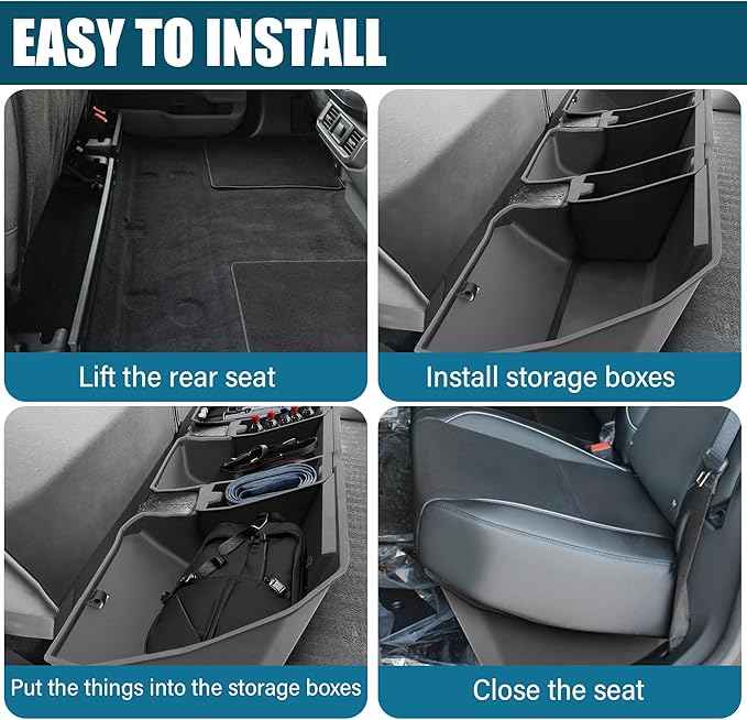 POPSTORE Rear Under Seat Storage Compatible with Tesla Cybertruck 2024 2025 2026, Second Row Underseat Storage Organizer with Modular Storage Box for Cybertruck Accessories