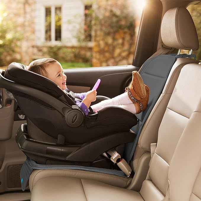 Munchkin Child Car Seat Protector, Elite Seat Guardian with Grime Guard Fabric, Dark Grey