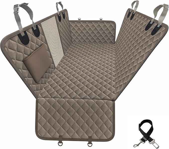 Back Seat Extender for Dogs, Hard Bottom Car Seat Cover for Dogs. Hammock Style, Large Space, Holds 420lbs, Sturdy, Waterproof for Car, SUV, Truck (Gray)