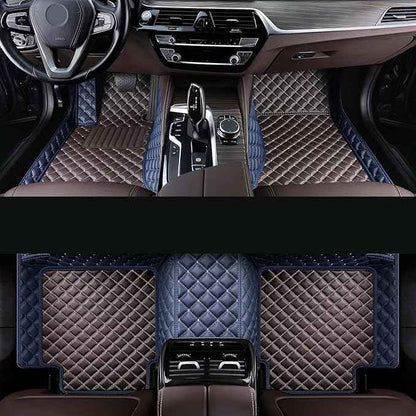 Car Floor Mat Fit 99% Sedans Sports Cars Luxury Custom Car Mats for SUV Women Leather Automotive Floor Mats All Weather Car Mats Diamond Floor Mats for Trucks (3D Luxury Blue + Dark Brown)