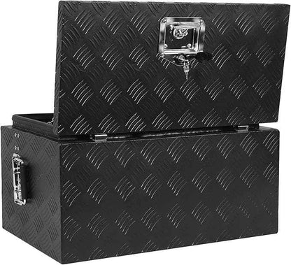Aluminum Diamond Plate Tool Underbody Box, Waterproof Square Truck Storage Organizer Chest for Pick Up Truck Bed, RV Trailer with T-Handle Lock and Keys (30 inch)