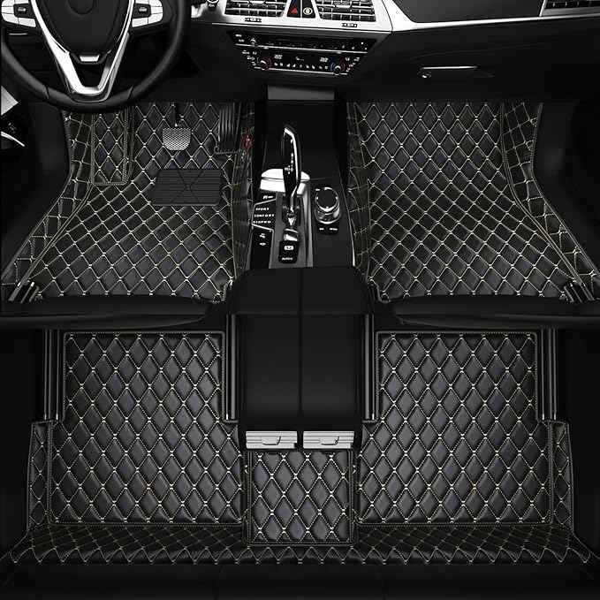 Customized Personalized car Floor MATS Luxury Full-Body car Floor mats are Suitable for 99% of Vehicle Models (Pickup Trucks/SUVs/sedans) and Offer Personalized Text Customization (Black Rice)