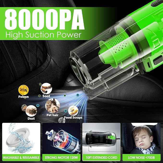 Viewsun 30pcs Car Cleaning Kit, Car Interior Detailing Kit with High Power Handheld Vacuum, Detailing Brush Set, Windshield Cleaner, Cleaning Gel, Complete Auto Accessories for Men, Women
