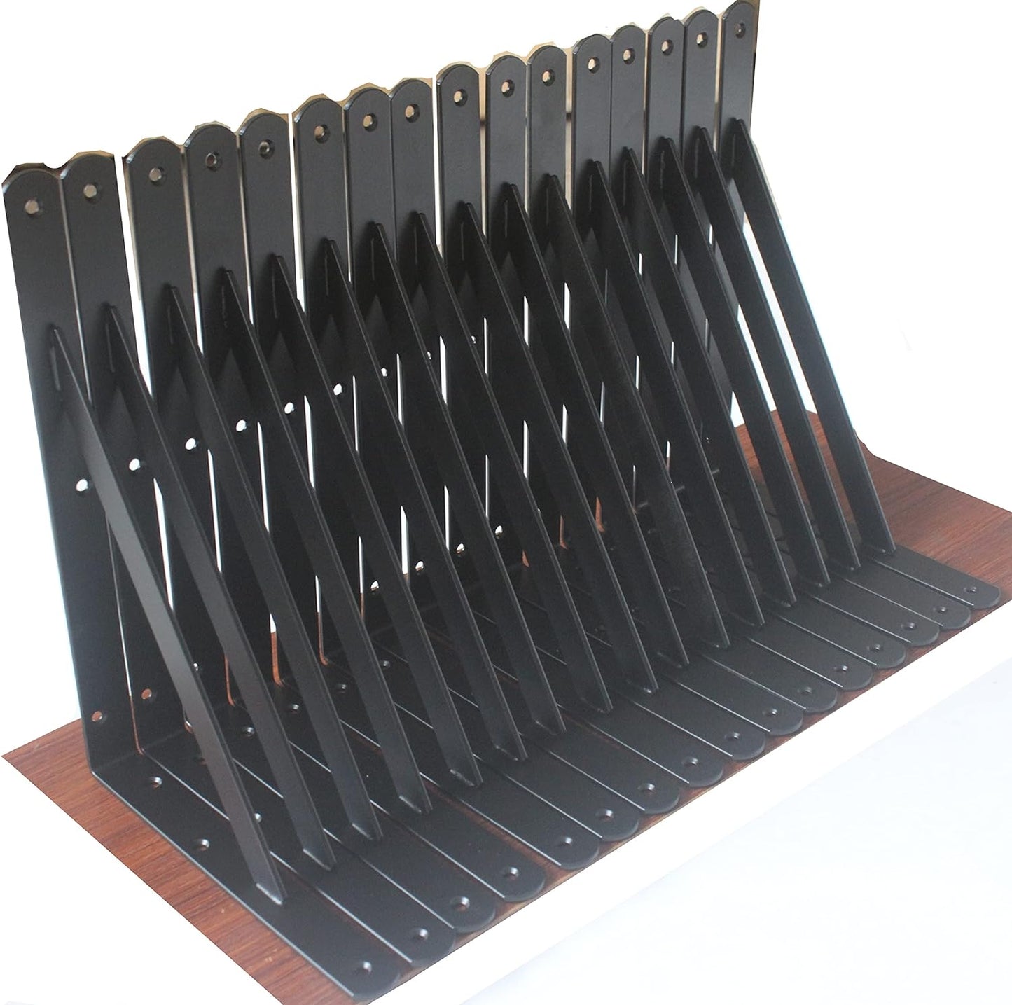 24 Pack L10 x H 8" Black Heavy Duty Shelf Brackets with Screws Metal Shelf Brackets Shelf Support Angle Brackets for Shelves L Brackets Heavy Duty Floating Shelf