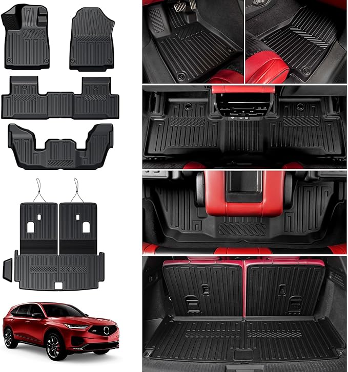 Floor Mats for 2022-2026 Acura MDX, All Weather TPE Cargo Mat with Seat Back Cover Door Sill Protectors for Acura MDX Accessories