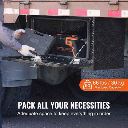 VEVOR Underbody Truck Box, 30" x 17" x 18" Pickup Storage Box, Heavy Duty Aluminum Diamond Plate Tool Box with Lock and Keys, Waterproof Trailer Storage Box with T-Handle Latch for Truck, Van, Trailer