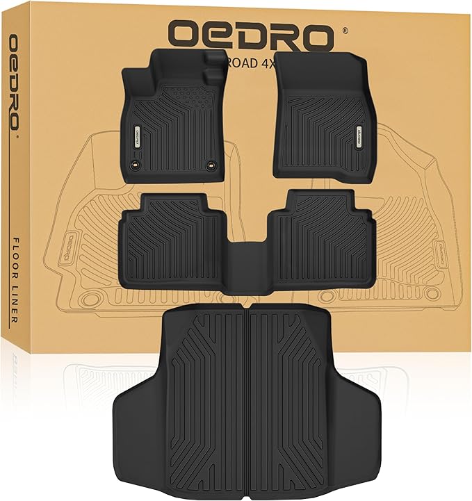 OEDRO Floor Mats Set Fits for Honda Accord 2023-2026 & Accord Hybrid 2023-2026, All-Weather TPE Floor Mats & Cargo Trunk Liners for Honda Accord Automotive Accessories, Black