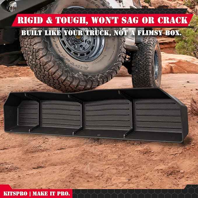 KitsPro Rear Truck Underseat Storage Box, Fit 2017-2026 Ford F-250 F-350 Super Duty and 2015-2026 Ford F-150 SuperCrew Crew Cab Heavy Duty Rear Under Back Seat Box Organizer, Anti Slip