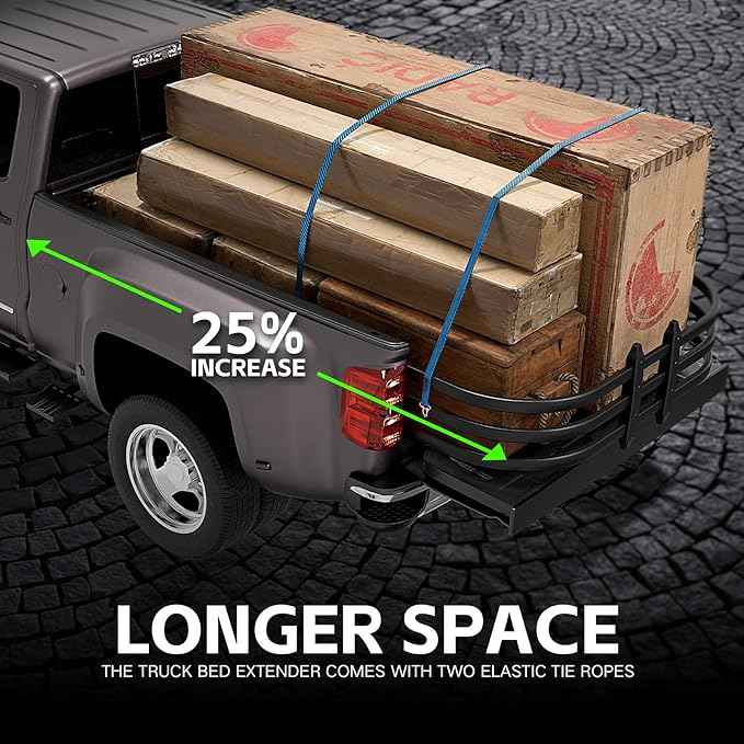 Truck Bed Extender, Aluminum Retractable Tailgate Extender, 49"-61" Adjustable Length, Drill Required, Fits for Toyota Tacoma, Nissan Frontier, Chevy Colorado, GMC Canyon, Maverick, Santa Cruz