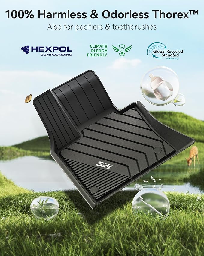 3W BMW X5 Floor Mats & Cargo Liner Fit for BMW X5 2014 2015 2016 2017 2018, TPE All-Weather Custom Fit Full Set Harmless Heavy Duty Floor Liner and Trunk Mat Car Accessories