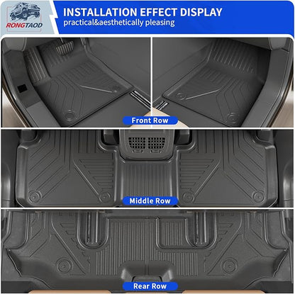 Rongtaod Floor Mats Compatible with 2018-2025 2026 Volkswagen Atlas (NOT for Cross Sport) Trunk Mat Cargo Liner Back Seat Cover 2024 VW Atlas Accessories (Trunk Mat with Backrest Mat+Floor Mats)