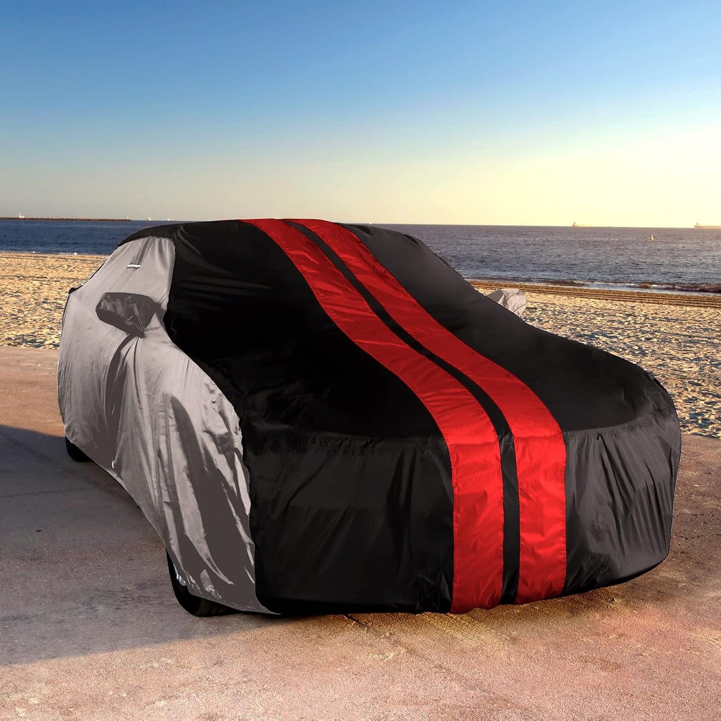 iCarCover Custom Car Cover Compatible with Mustang GT 1979-2004, Waterproof All Weather Rain Snow UV Sun Protector Full Exterior Indoor Outdoor Car Covers, Tribe (Gray/Black)