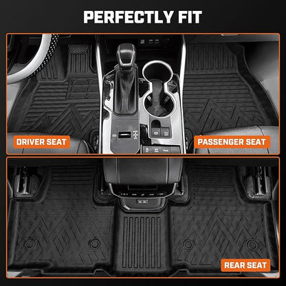 Mixsuper Floor Mat & Cargo Liner for Toyota Grand Highlander 2024-2026(7/8 Seats),All Weather Floor Liner with Backrest Protectors and Rear Door sill Trim Highlander Accessories,Full Set Car Mats