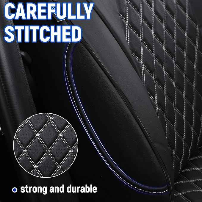 8 Seat Covers for 2026 2025 2024 Grand Highlander Accessories, Car Seat Covers for Toyota Grand Highlander, Side Airbag Compatibility, Full Set All-Wrapped Premium Leather Diamond Pattern
