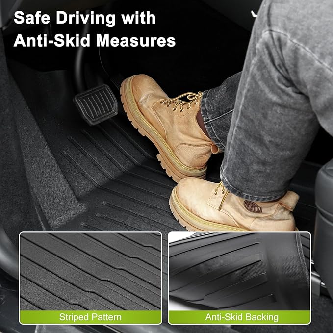 Floor Mats for 2025 2026 Tesla Model Y Juniper, 8PCS All Weather Full Set Cargo Liners Accessories, 3D TPE Odorless Floor Mat Trunk Frunk Rear Well Mats Custom for 5-Seater(Not Fit 7Seat)